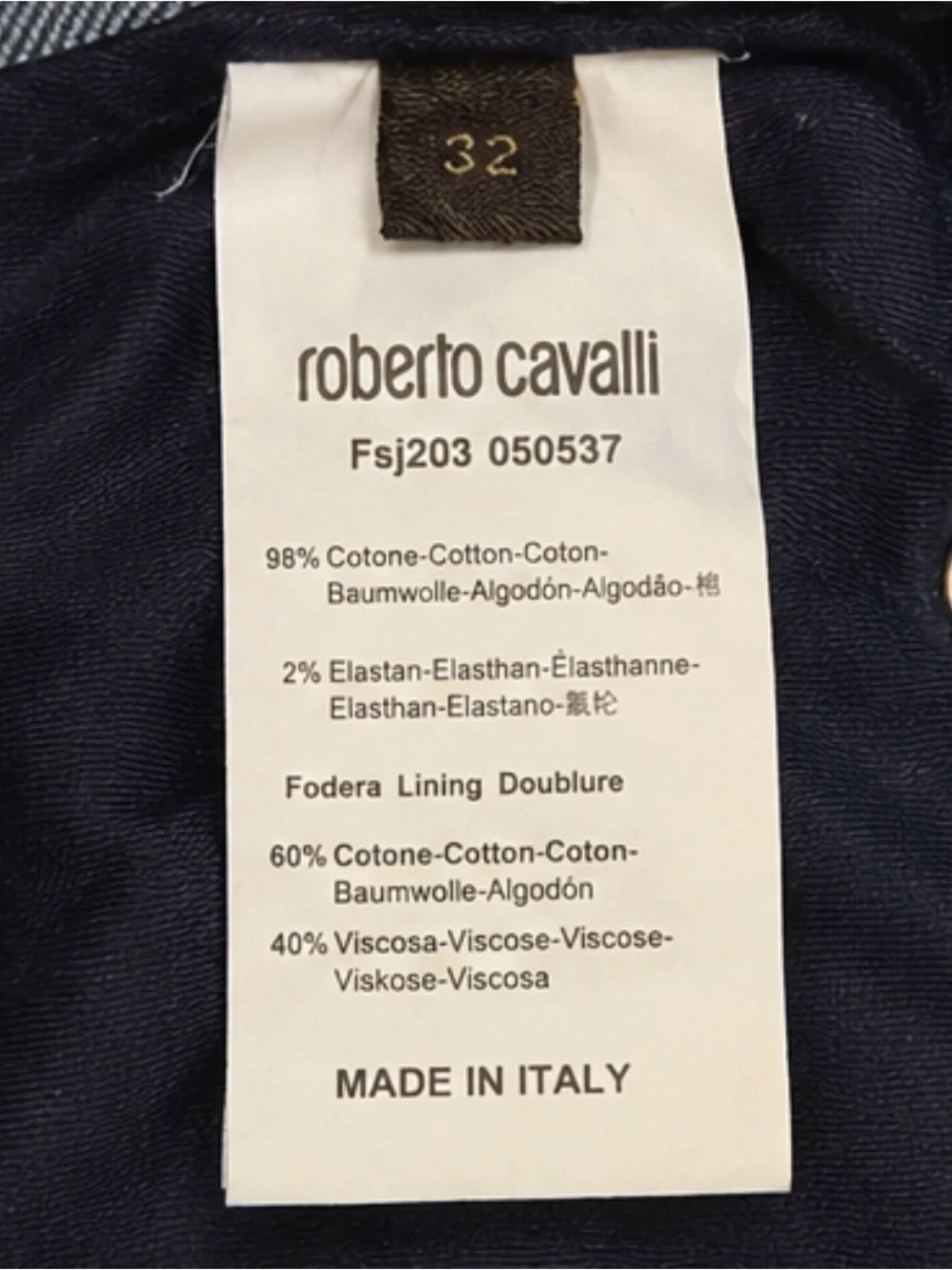 Authentic Roberto Cavalli Designer Jeans | Size 32 | Made in Italy | Luxury Blue